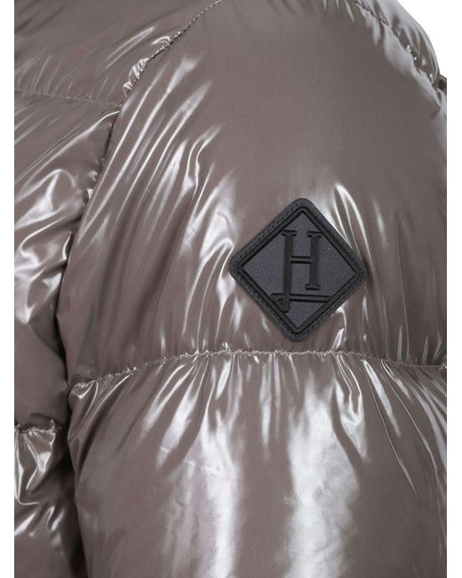 Herno Gray Quilted Hooded Down Jacket for men
