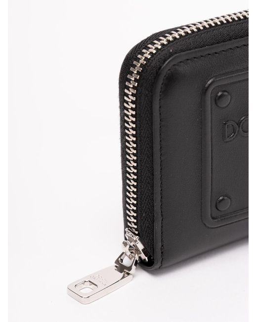 Dolce & Gabbana Black Logo-Embossed Zipped Wallet for men