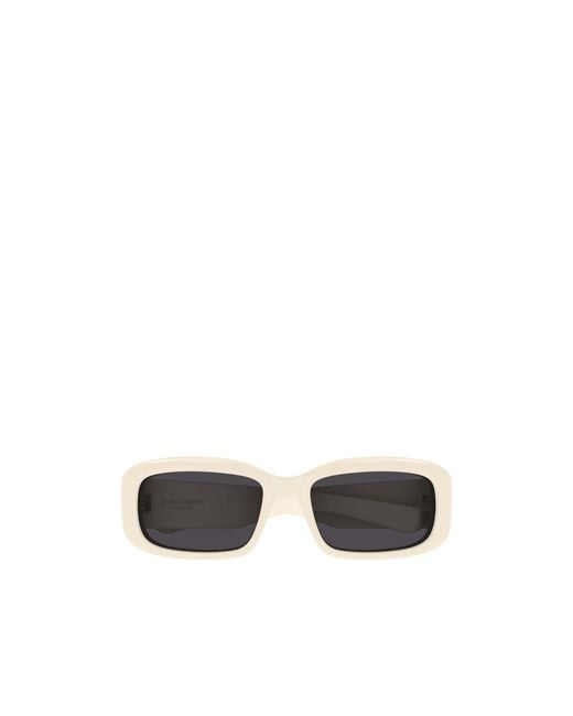 Saint Laurent White Eyewear Rectangle-Frame Sunglasses for men