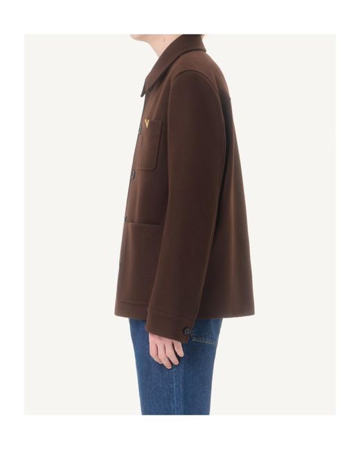 Valentino Brown Vgold Button-Up Jacket for men