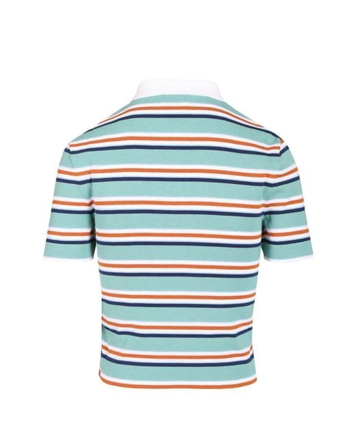 Céline Blue Knitted Cotton Polo Shirt