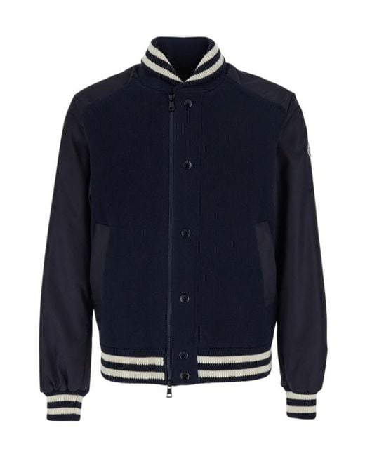 Moncler Blue Panelled Zip-Up Cardigan for men