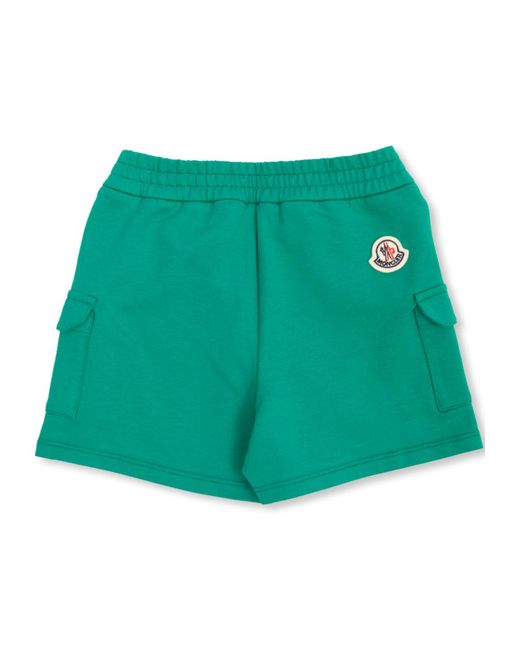 Moncler Green Logo-Patch Jersey Shorts