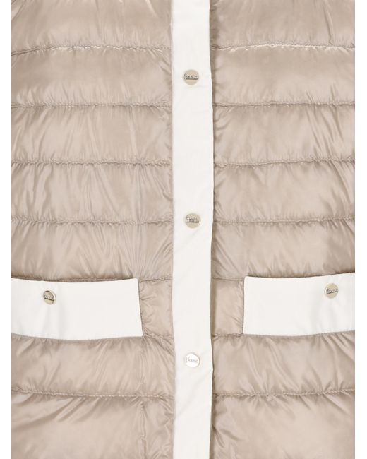 Herno Natural Contrast Trim Quilted Down Jacket