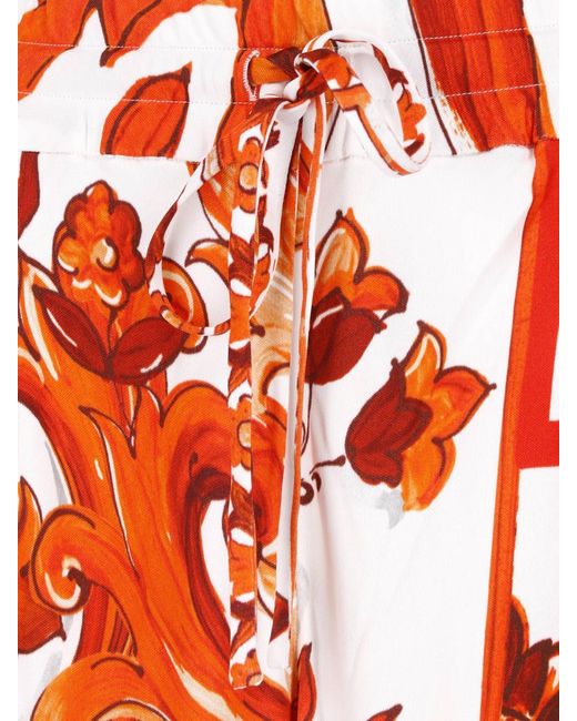 Dolce & Gabbana Red Drawstring Casual Pants