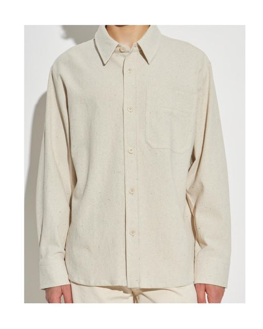 A.P.C. White Curved Hem Shirt for men