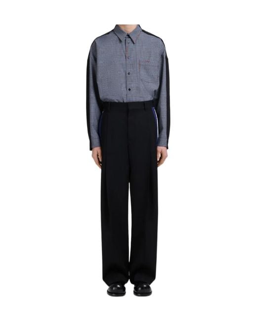 Marni Black Bicolour Side Bands Trousers for men