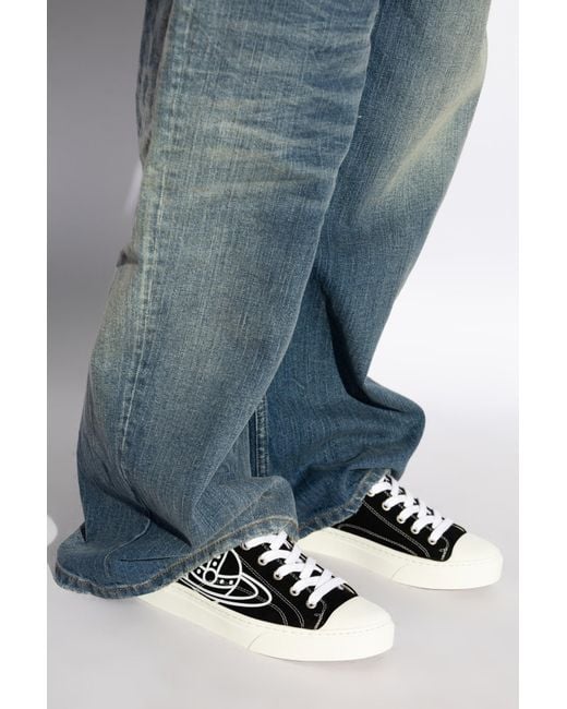 Vivienne Westwood White Orb Printed Low-Top Sneakers