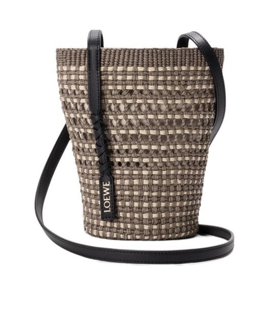 Loewe Gray Paulas Ibiza Braid Pocket Bucket Bag