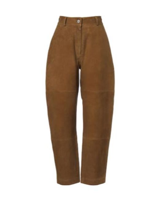 Rohe Brown Suede Barrel-Leg Pants