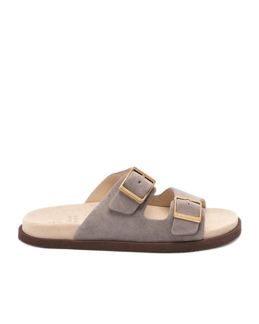 Brunello Cucinelli Brown Double Buckled Strapped Sandals for men