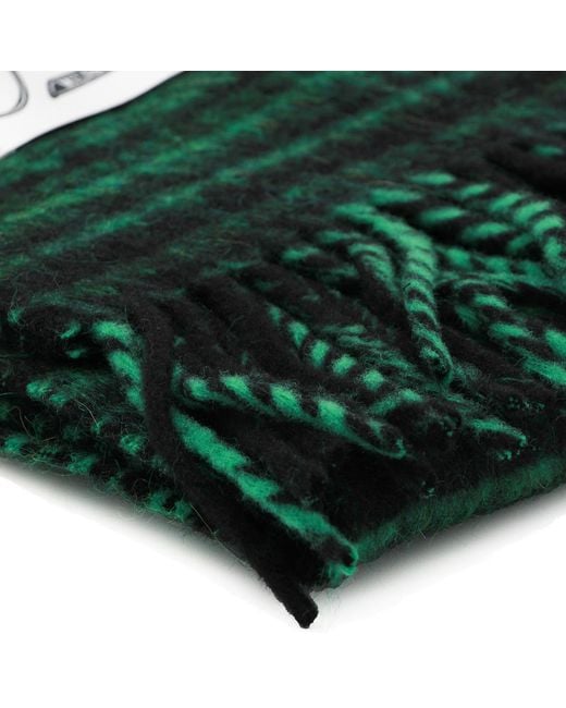 Marni Green Logo Patch Fringed Scarf for men