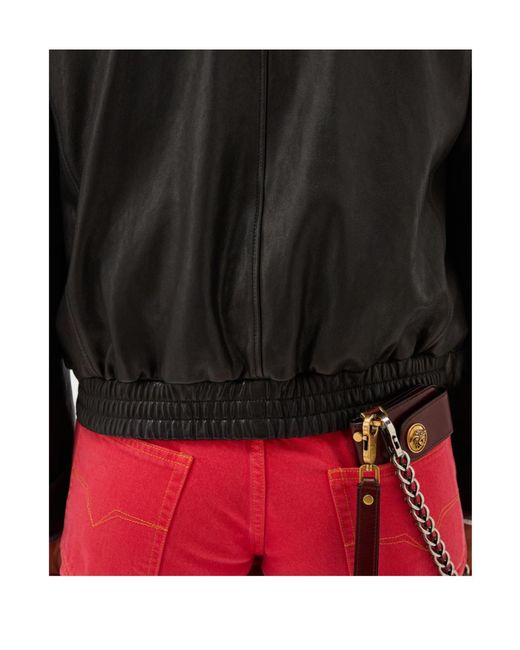 Versace Black Zip-Up Leather Blouson for men