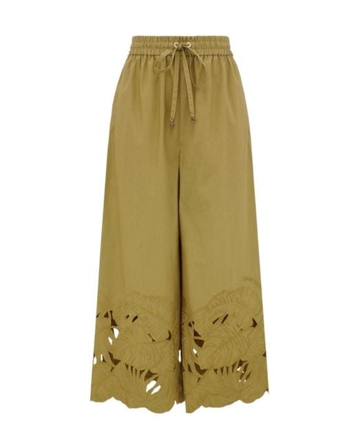 Zimmermann Green Mahon Embroidered Pant