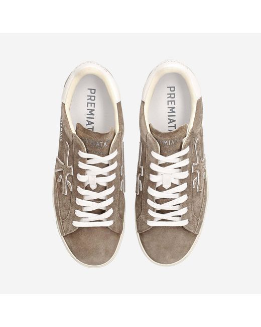 Premiata Brown Logo Lace Up Sneakers for men