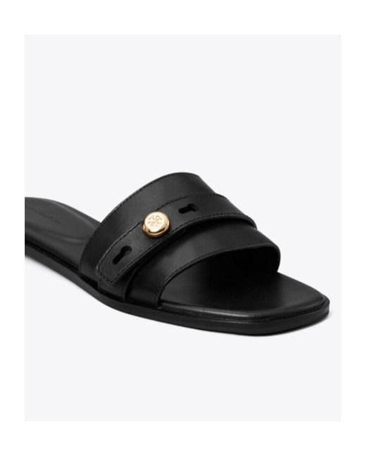 Tory Burch Black Romy Flat Mules
