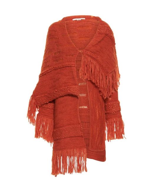 Stella McCartney Red Logo Wool Coat