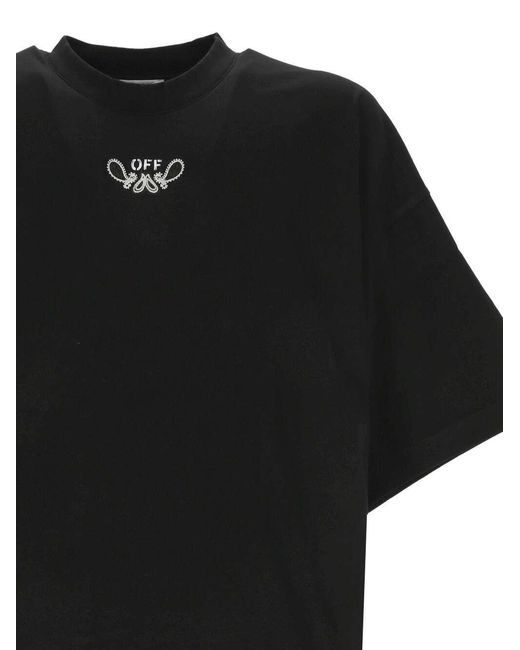 Off-White c/o Virgil Abloh Black Logo Printed Crewneck T-Shirt for men