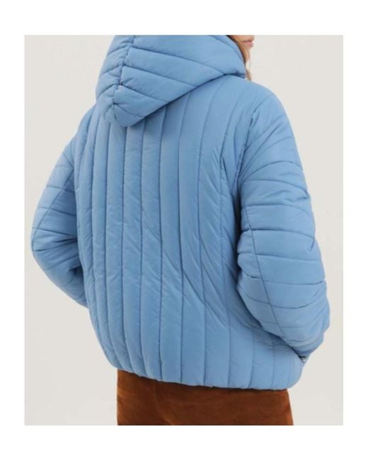 1989 STUDIO Blue Quilted Hooded Coat