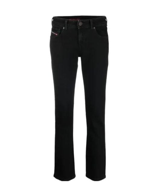 DIESEL Black Logo Detailed Cropped Flared Jeans
