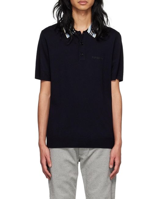 Burberry Black Icon Stripe Polo Shirt for men