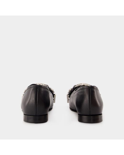 Toga Black Metallic Detail Square-Toe Ballerina Shoes