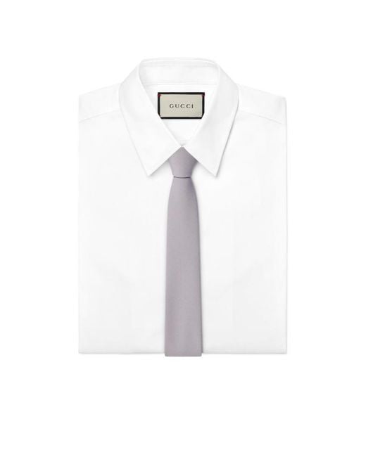 Gucci White Crepe-Effect Silk Blend Tie for men