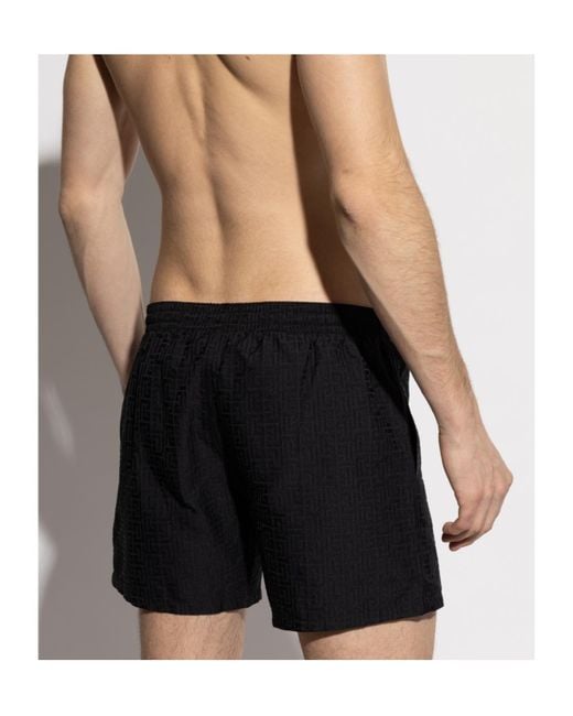 Balmain Black Printed Pb Labyrinth Swim Shorts for men