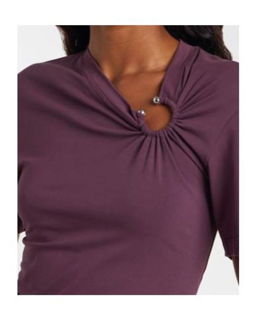Rabanne Purple Cutout Cotton-Blend Jersey Minidress