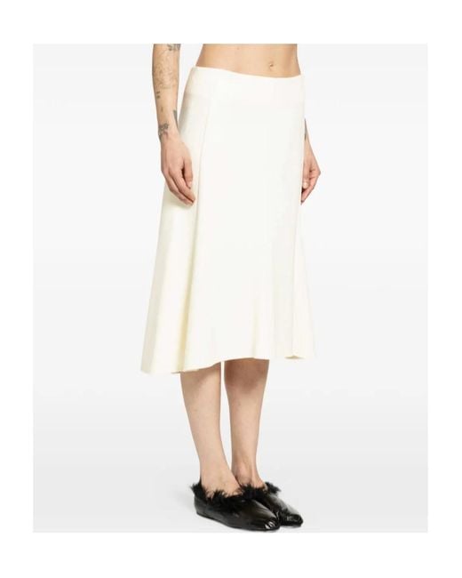Jil Sander White A-Line Midi Skirt