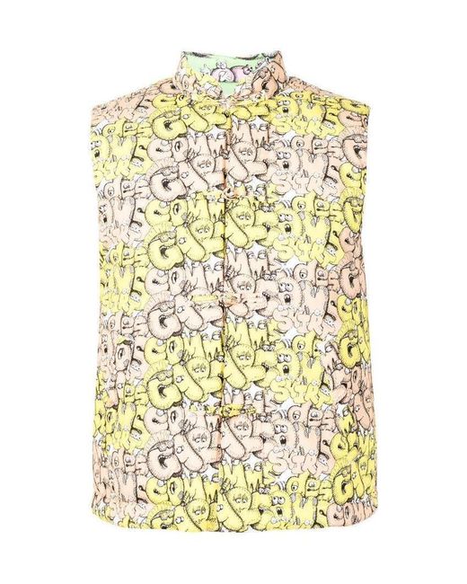 Comme des Garçons Metallic Logo-Print Padded Gilet for men