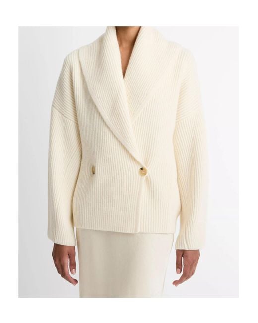 Vince Natural Wool-Blend Draped Sweater Coat