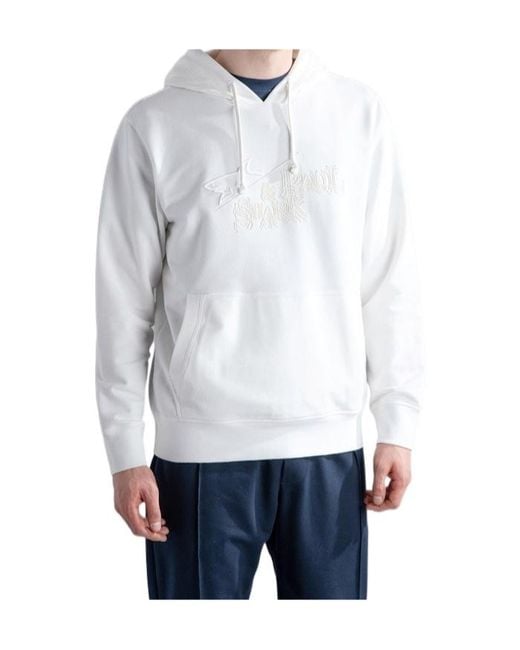Paul & Shark White Logo-Embroidered Drawstring Hoodie for men