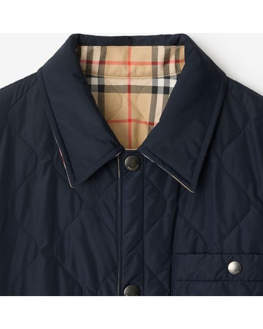 Burberry Blue Reversible Quilted Overshirt for men