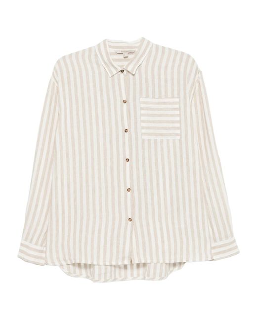 Barbour White Annie Striped Chest-Pocket Shirt