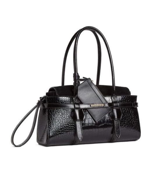 DSquared² Black Logo Stamp Twin Shoulder Bag