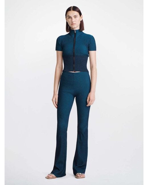Dion Lee Blue Angled Ribbed Flared Trousers for men