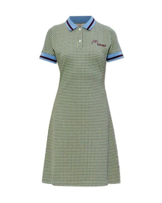 Marni Green Checked Mini Dress