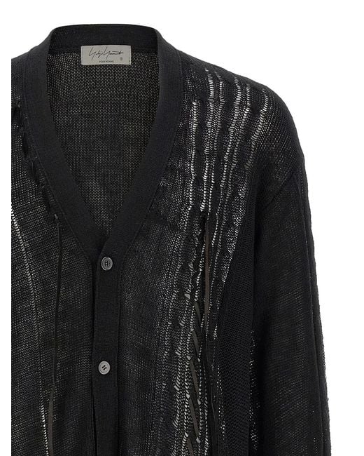 Yohji Yamamoto Black Lace-Up Oversized Cardigan for men