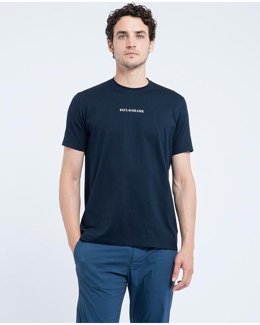 Paul & Shark Blue Logo Pattern T-Shirt for men