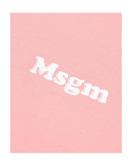 MSGM Pink Logo Short-Sleeved T-Shirt