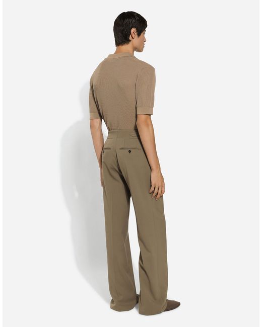 Dolce & Gabbana Natural Openwork V-Neck Polo Shirt for men