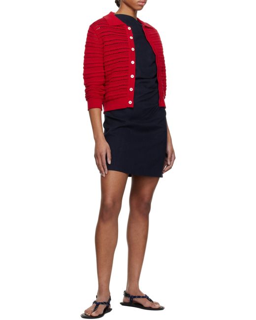 MSGM Blue Twist Detailed Asymmetric Neck Mini Dress
