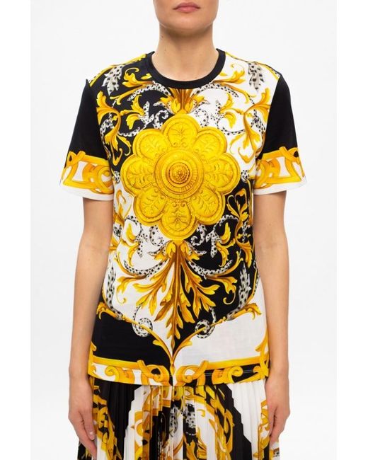Versace Yellow Baroque-Print T-Shirt