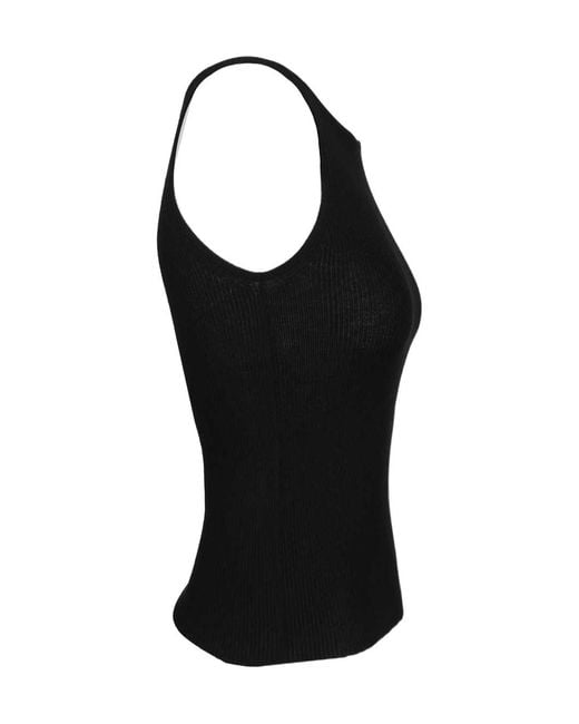Lisa Yang Black Lynette Ribbed Slim Top
