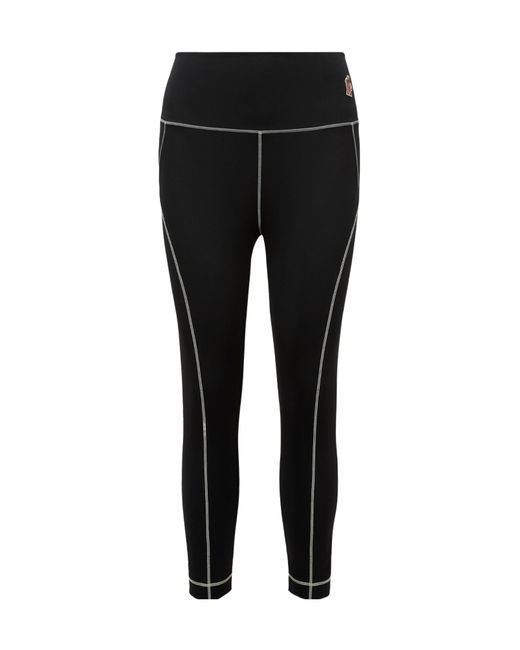 Moncler Black Grenoble Logo Detailed Leggings