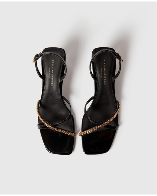 Stella McCartney Metallic Elsa Chain-Embellished Square Sandals
