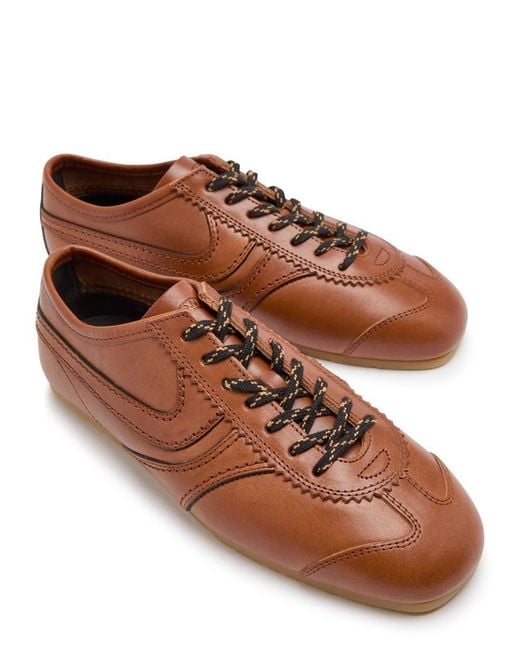 Dries Van Noten Brown Dustin Panelled Leather Sneakers
