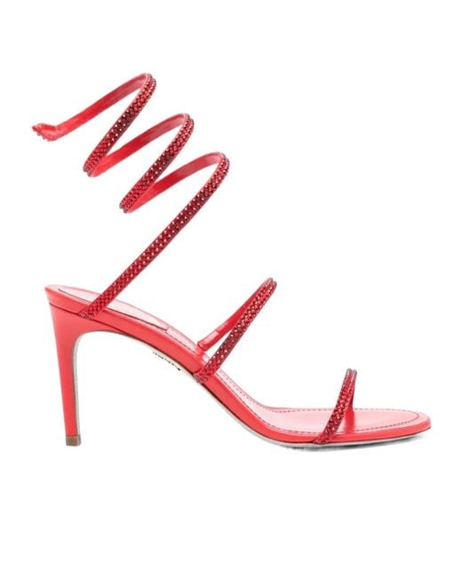 Rene Caovilla Red René Caovilla Embellished Ankle Strap Sandals