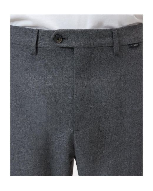 Closed Gray Relaxed Wool-Blend Pants for men